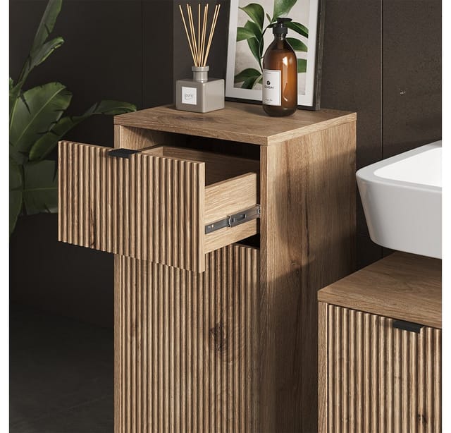 Vicco Badmöbel-Set Eliza Viking Oak 3 Teile mit Midischrank