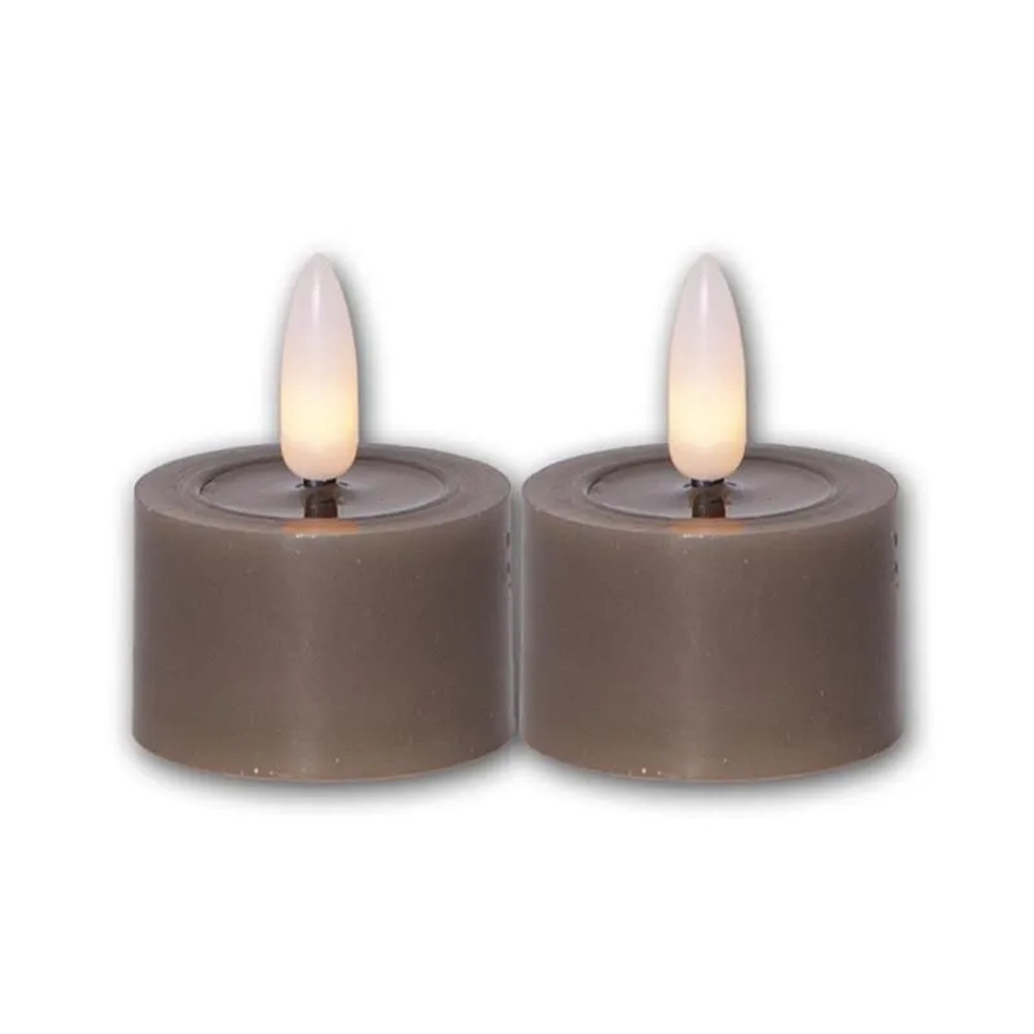 Star Trading LED Teelicht FLAMME FLOW M Taupe Timer 2er Set