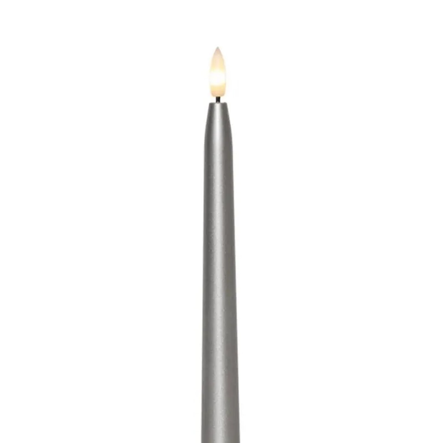 Star Trading LED Stabkerzen FLAMME METAL 2er Set Silber285cm