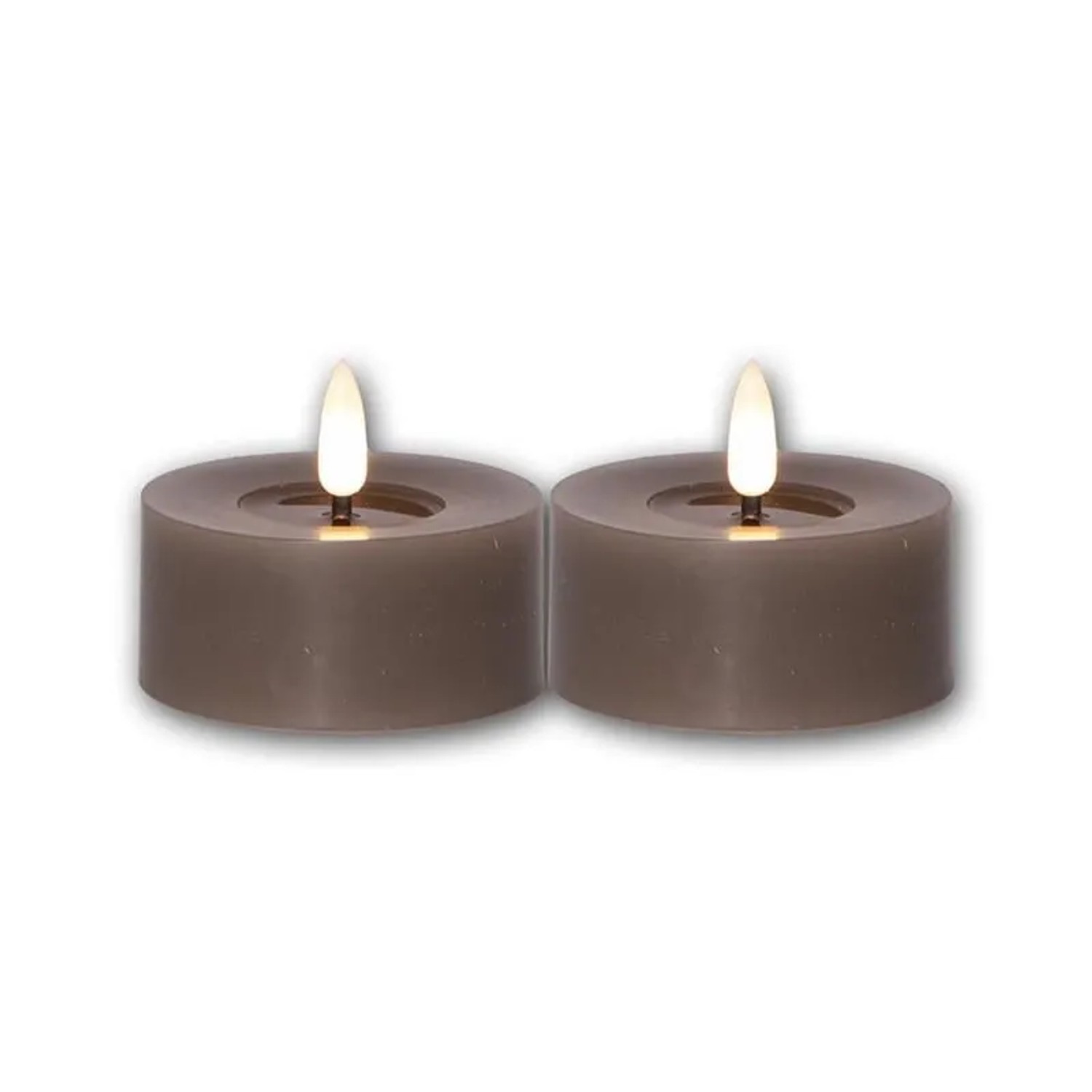 Star Trading LED Teelicht FLAMME FLOW L Taupe Timer 2er Set