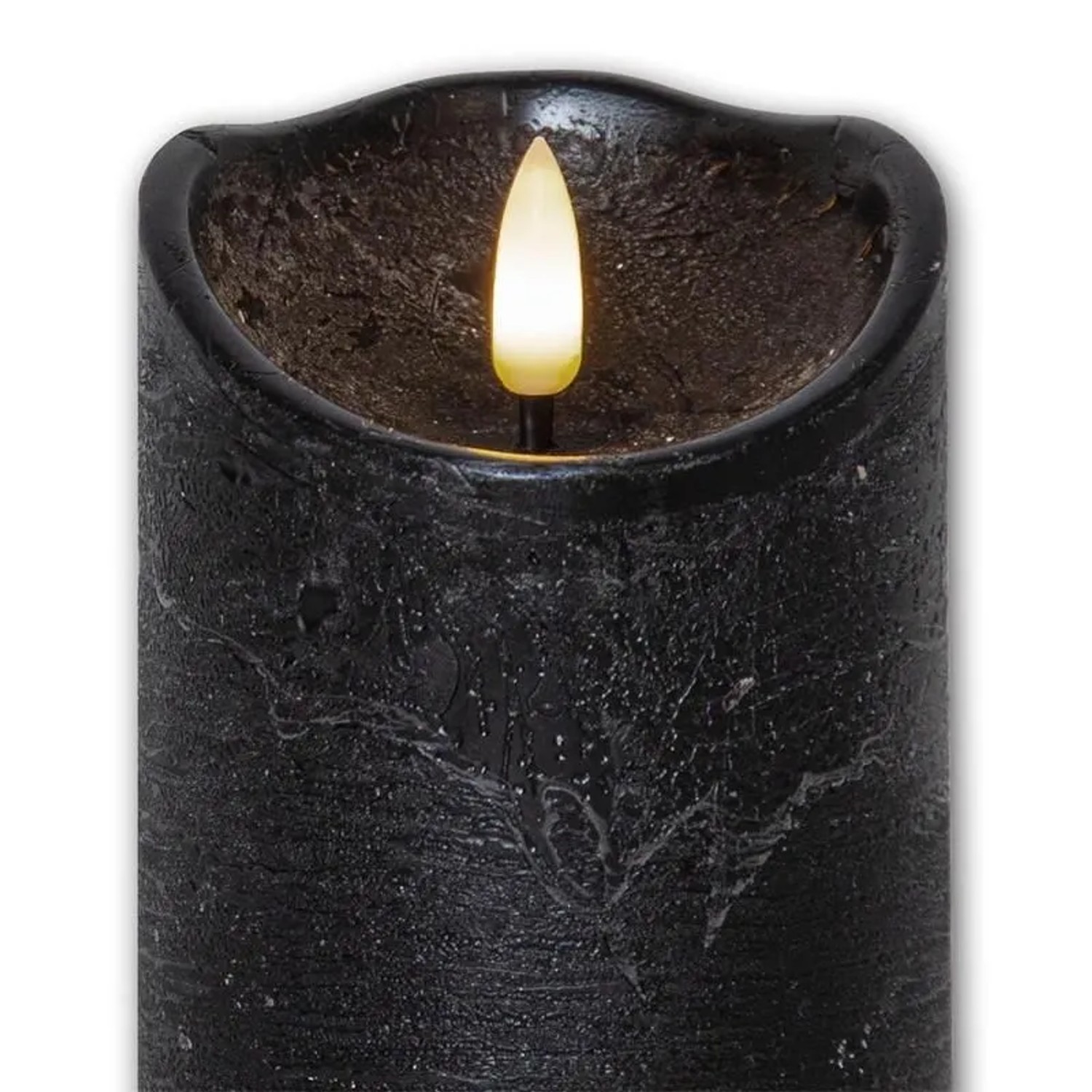 Star Trading LED Echtwachs-Kerze 3D FLAMME RUSTIC 15cm Schwarz