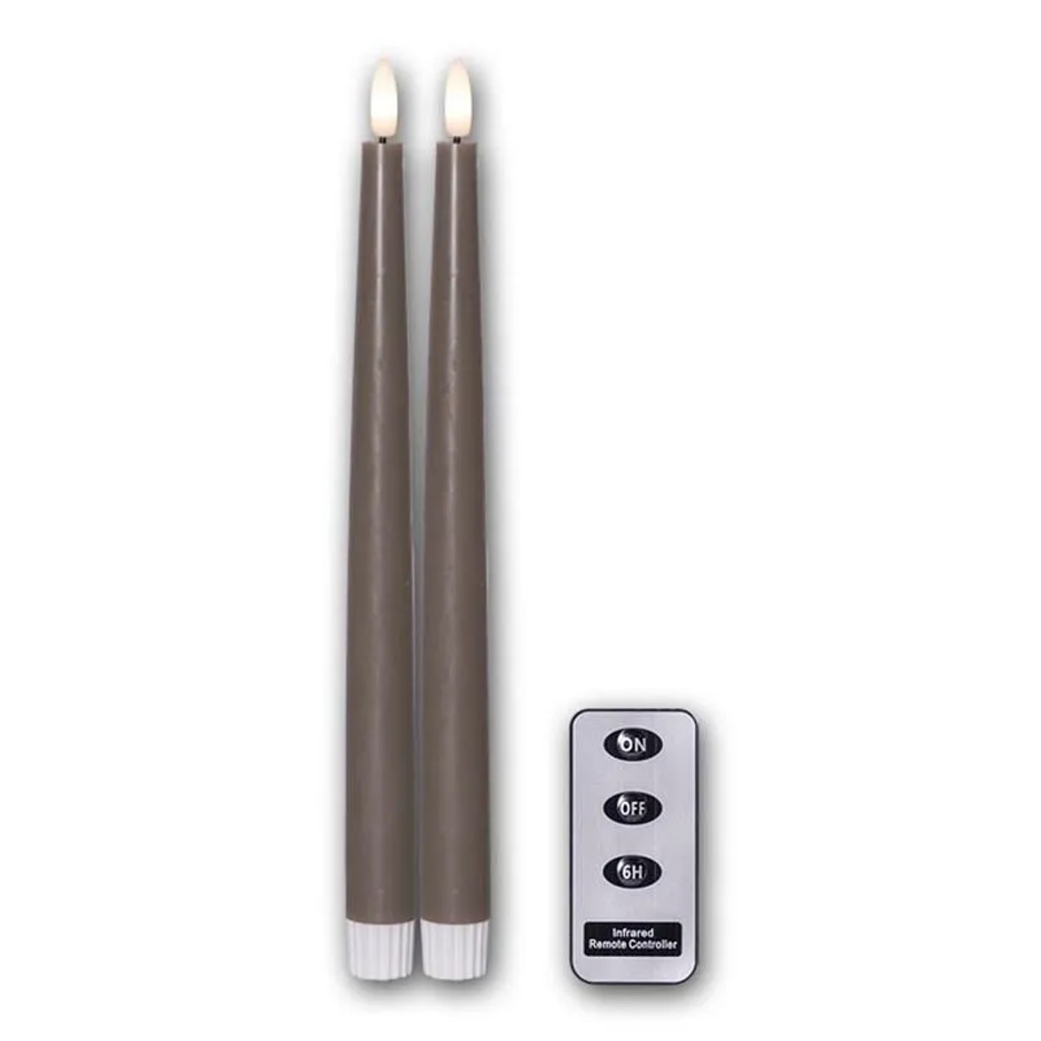 Star Trading LED Stabkerzen FLAMME SLIM Braun 2er Set mit FB