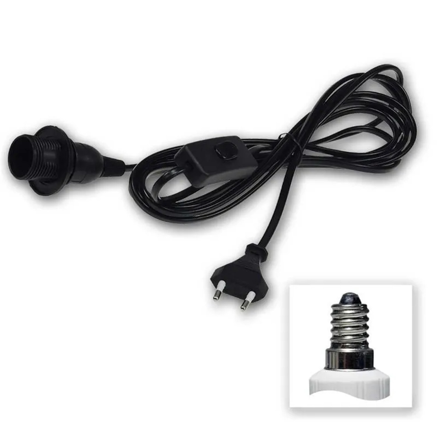 ChiliTec Netzkabel mit Schalter und E14 Fassung Schwarz