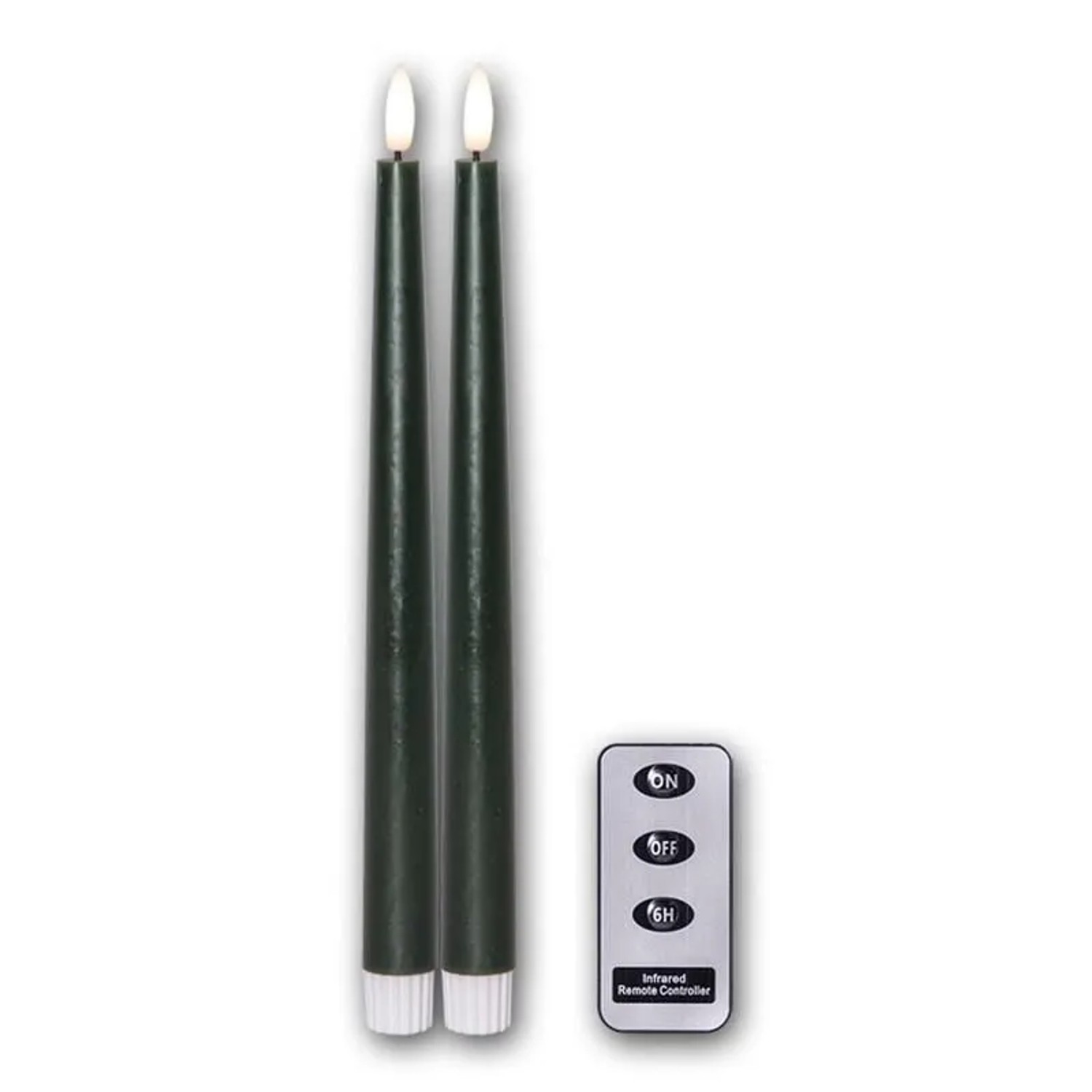Star Trading LED Stabkerzen FLAMME SLIM Grün 2er Set mit FB