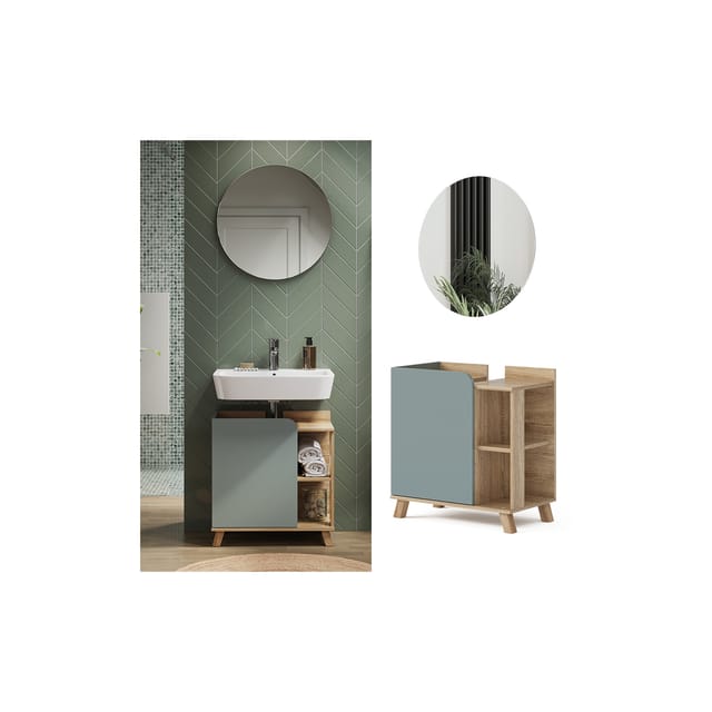 Vicco Badmöbel-Set Karen Sonoma/Blau-Grau 2 Teile