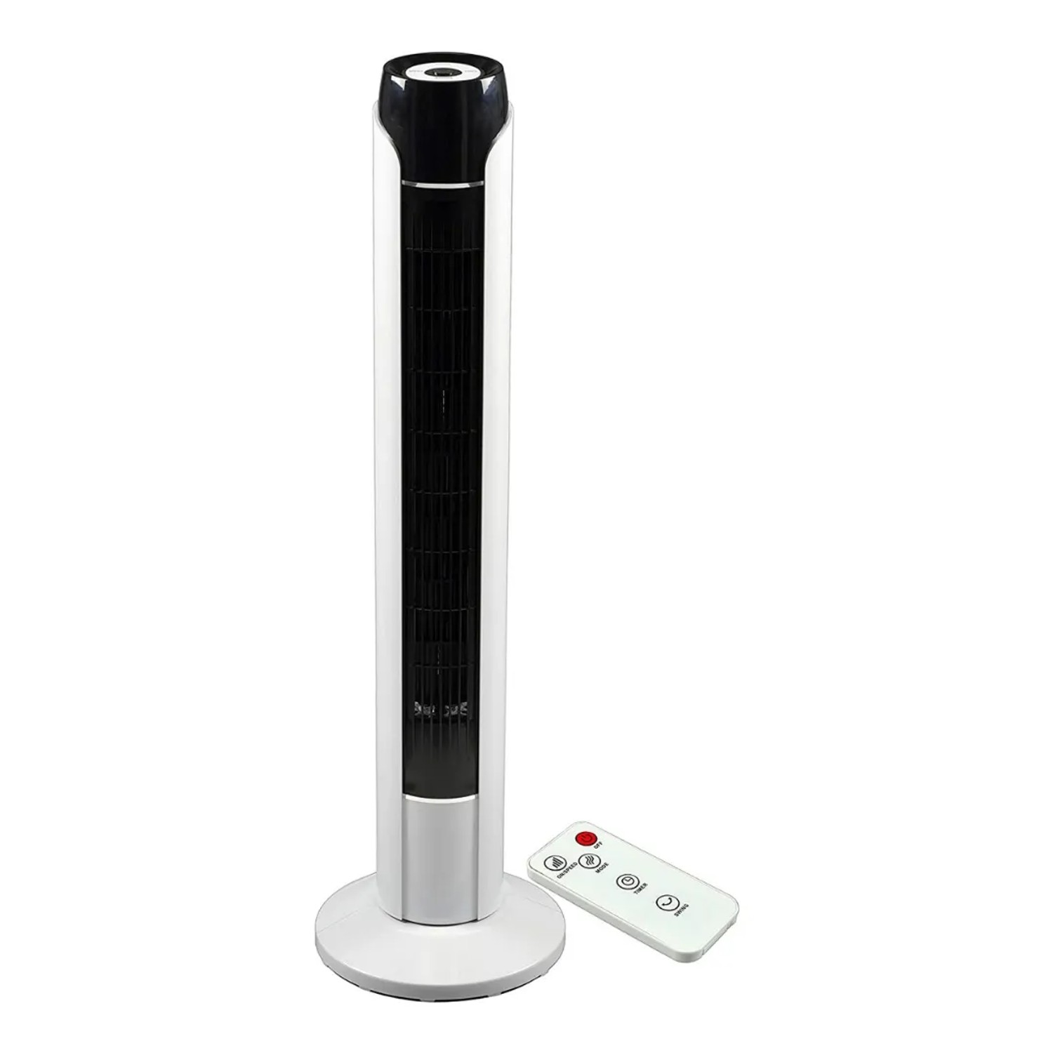 JUNG TVE23 Turmventilator 90cm Weiß Schwarz 45W mit Fernbedienung & LED Display 75° Oszillation Ventilator Raumkühler