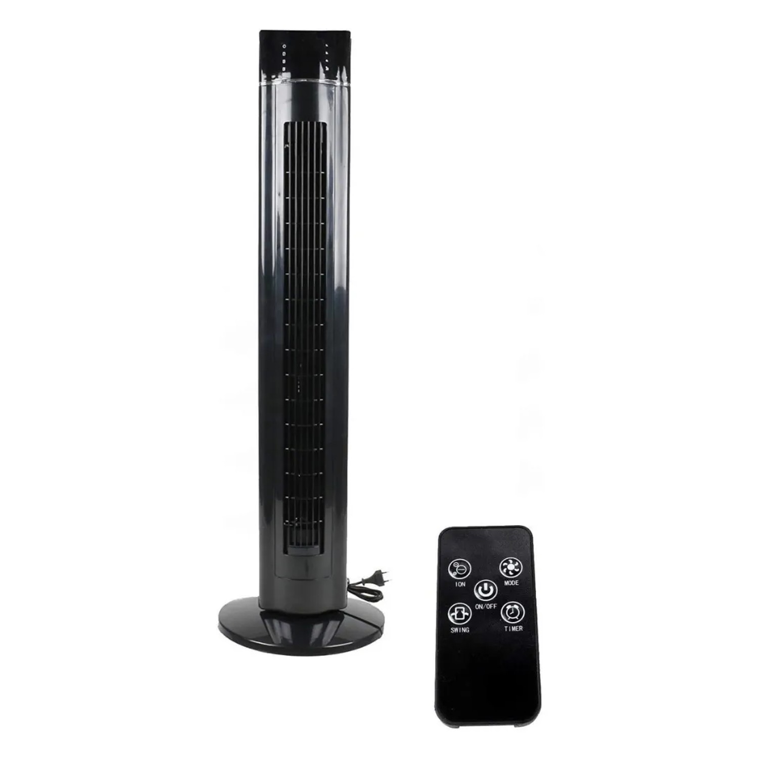 JUNG LIFETIME TVE20 Ventilator Leise mit Fernbedienung & Timer 107cm Schwarz Silber 60W ENERGIESPAREND 75° Oszillation Lüfter Standventilator