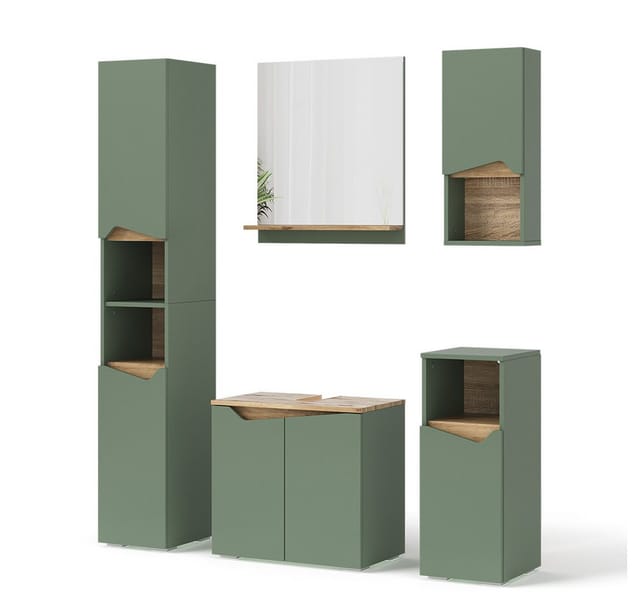 Vicco Badmöbel-Set Marelle Grün/Artisan 5 Teile