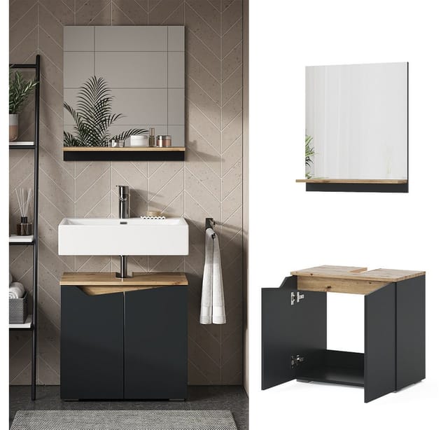 Vicco Badmöbel-Set Marelle Anthrazit/Artisan-Eiche 2 Teile