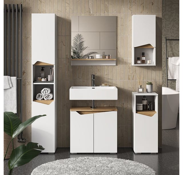 Vicco Badmöbel-Set Marelle Weiß/Artisan-Eiche 5 Teile