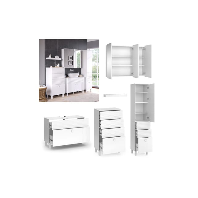 Vicco Badmöbel-Set Sola Weiß 4 Teile