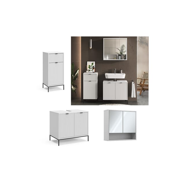 Vicco Badmöbel-Set Eliza Weiß 3 Teile mit Midischrank