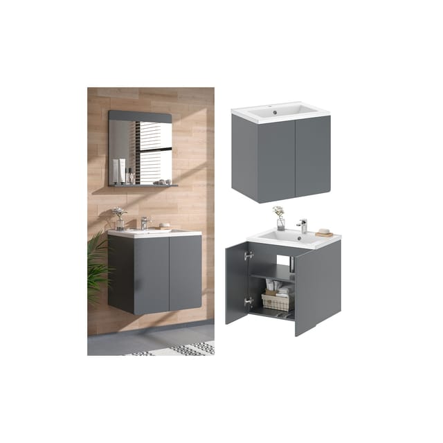 Vicco Waschbeckenunterschrank Izan Grau