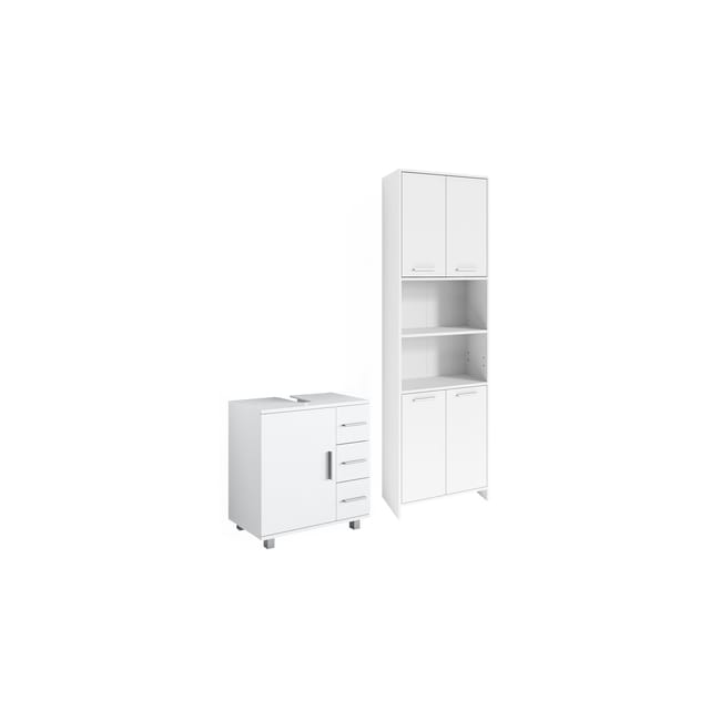 Vicco Badmöbel-Set Maris Weiß 2 Teile mit Hochschrank und Waschbeckenunterschrank