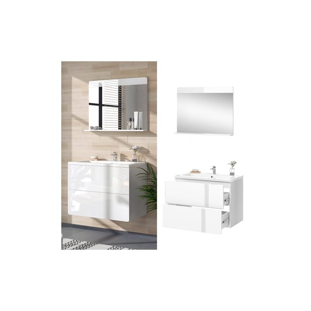 Vicco Badmöbel-Set Izan Weiß Hochglanz 3 Teile