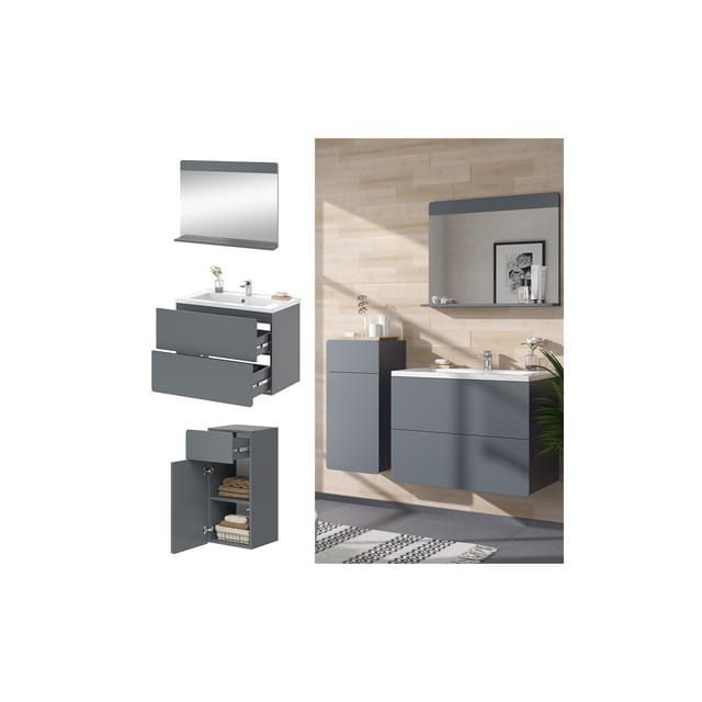 Vicco Badmöbel-Set Izan 4 Teile mit Midischrank