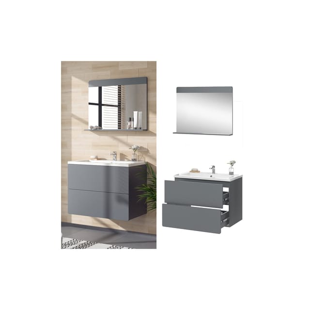 Vicco Badmöbel-Set Izan Grau 3 Teile