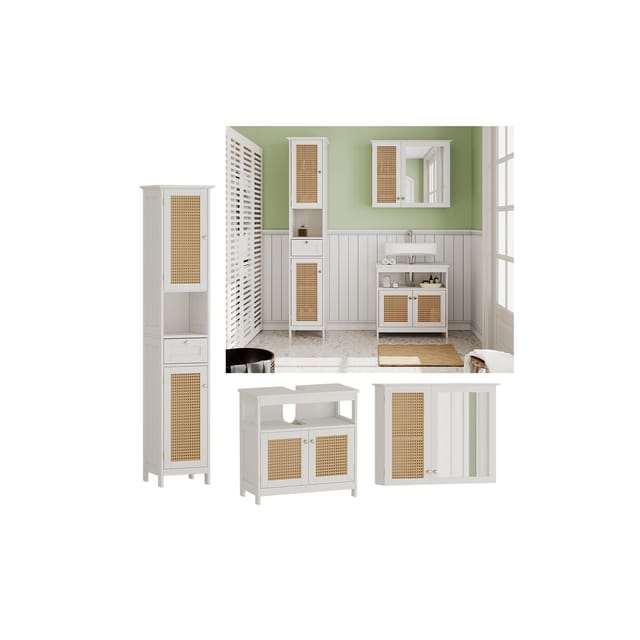 Vicco Badmöbel-Set Rosario Weiß 3 Teile mit Hochschrank