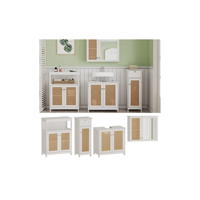 Vicco Badmöbel-Set Rosario Weiß 4 teilig mit Midischrank