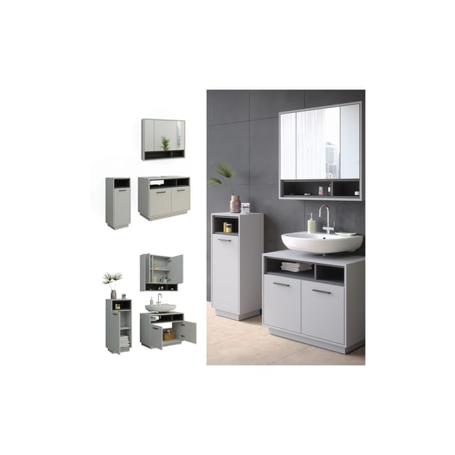 Vicco Badmöbel-Set Beatrice Grau/Anthrazit 3 Teile