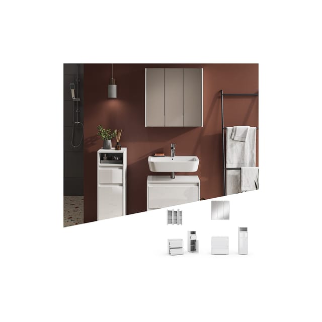 Vicco Badmöbel-Set Majest Weiß/Weiß Hochglanz 3 Teile