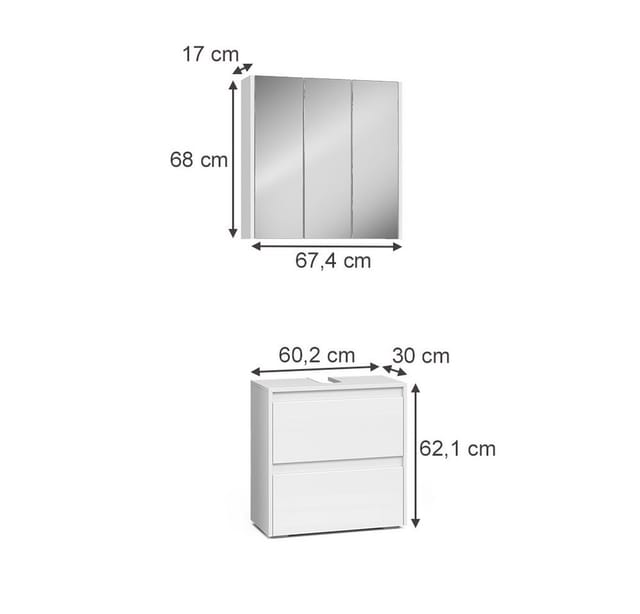 Vicco Badmöbel-Set Majest Weiß/Weiß Hochglanz 2 Teile