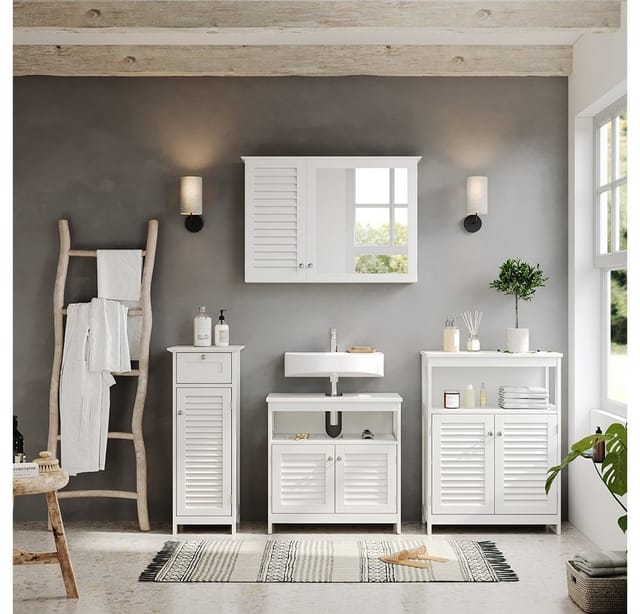 Vicco Badmöbel-Set Riad Weiß 4 Teile Option 2
