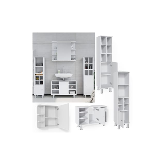 Vicco Badmöbel-Set Fynn Weiß 4 Teile mit Midischränke