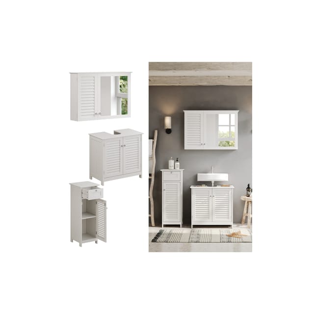 Vicco Badmöbel-Set Riad Weiß 3 Teile Option 4