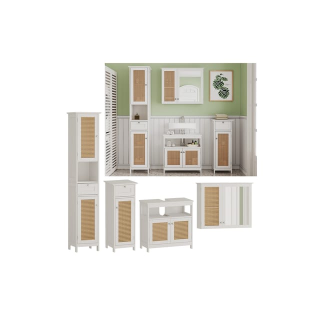 Vicco Badmöbel-Set Rosario Weiß 4 Teile mit Hochschrank