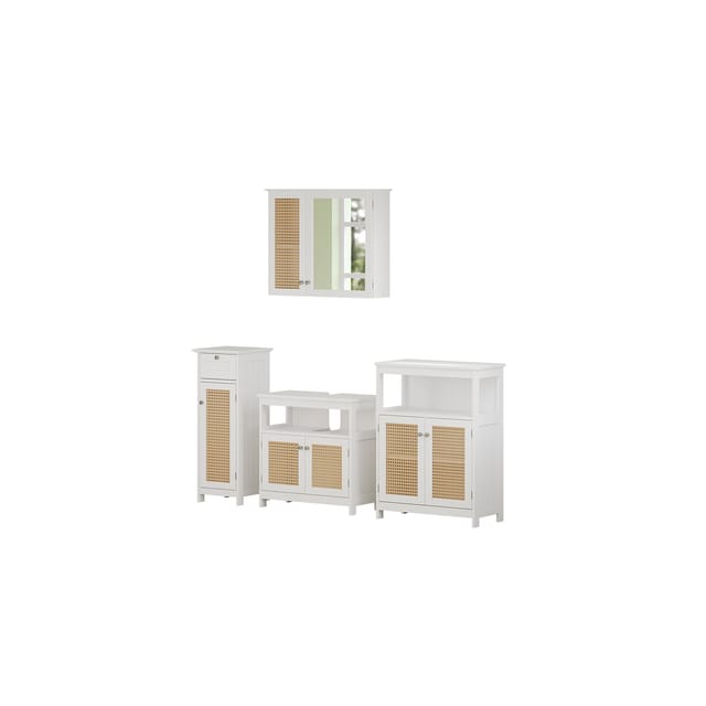 Vicco Badmöbel-Set Rosario Weiß 4 Teile mit Midischrank