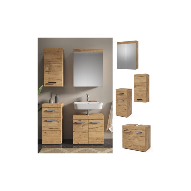 Vicco Badmöbel-Set Luna Eiche 4 Teile mit Hängeschrank