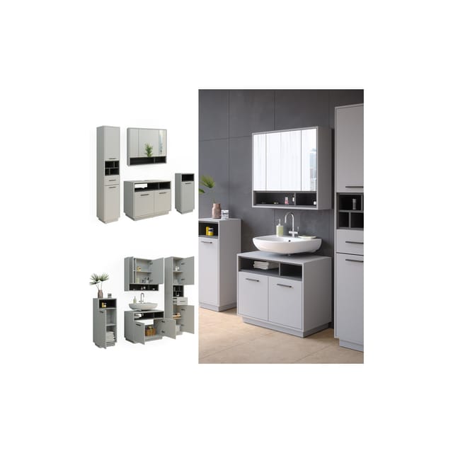 Vicco Badmöbel-Set Beatrice Grau/Anthrazit 4 Teile