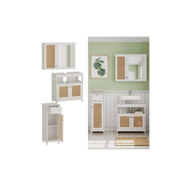 Vicco Badmöbel-Set Rosario Weiß 3 Teile mit Midischrank