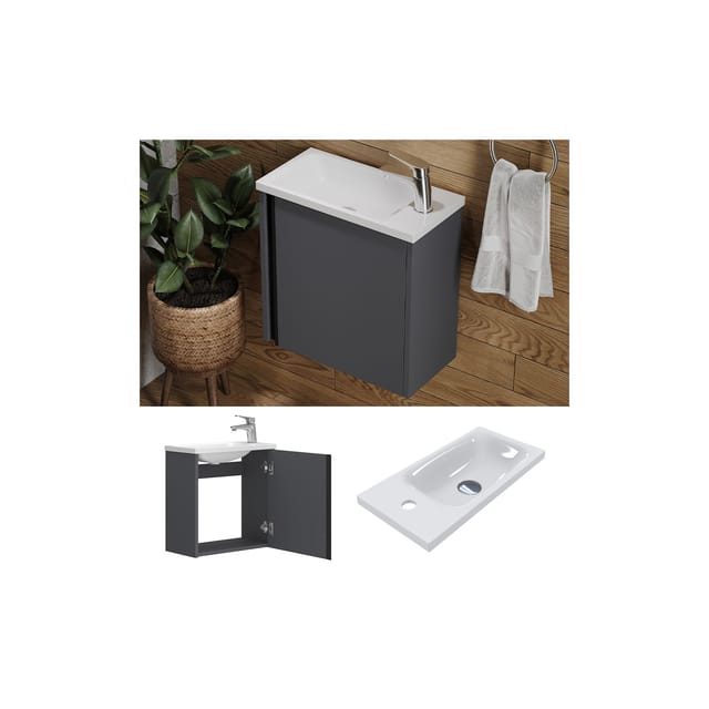 Vicco Badmöbel-Set Kleo Anthrazit 2 Teile