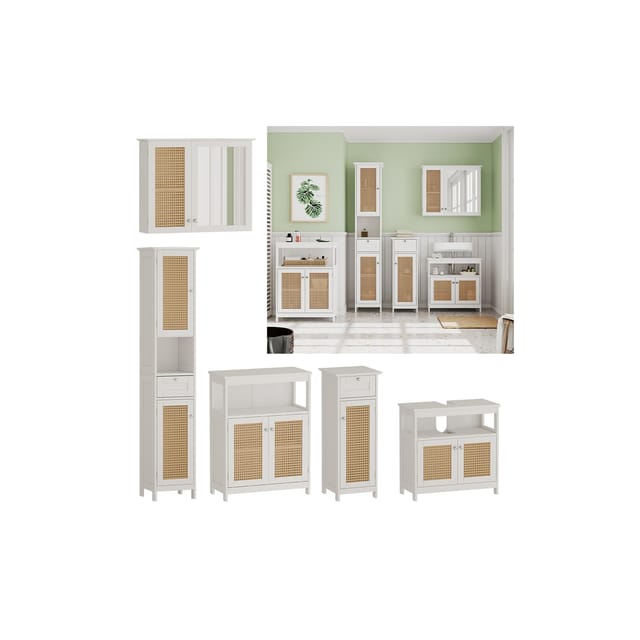 Vicco Badmöbel-Set Rosario Weiß 5 Teile mit Hochschrank