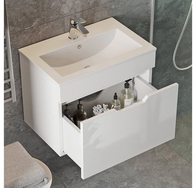 Vicco Badmöbel-Set Stefanie Weiß Hochglanz 2 Teile Unterschrank 60 cm