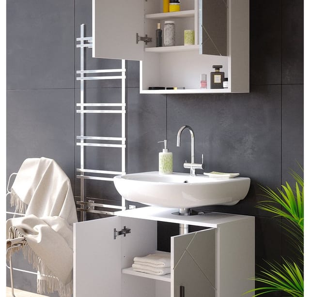 Vicco Badmöbel-Set Irma Weiß Hochglanz 2 Teile Unterschrank 60 cm