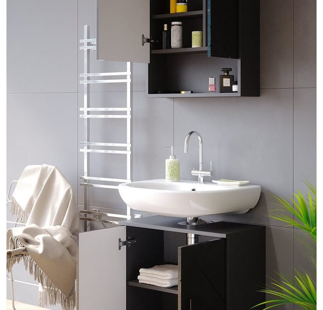 Vicco Badmöbel-Set Irma Anthrazit Hochglanz 2 Teile Unterschrank 60 cm