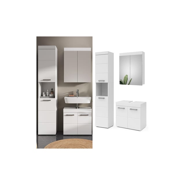 Vicco Badmöbel-Set Luna Weiß 3 Teile mit Hochschrank