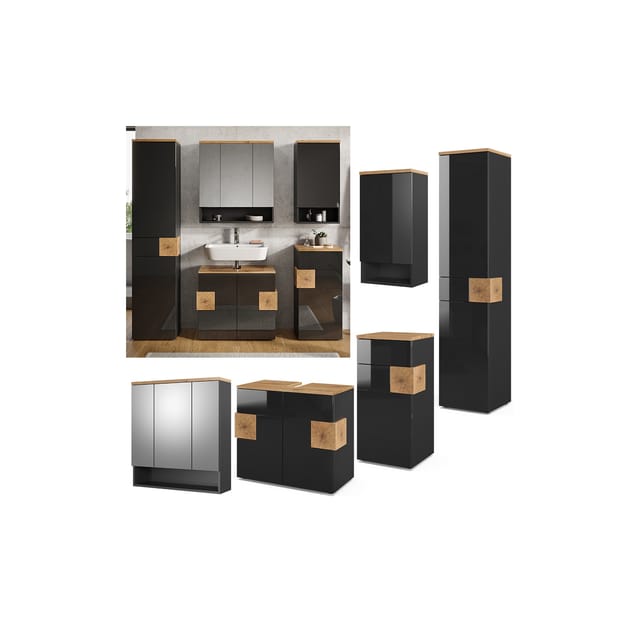 Vicco Badmöbel-Set Eden Anthrazit/Artisan-Eiche 5 Teile