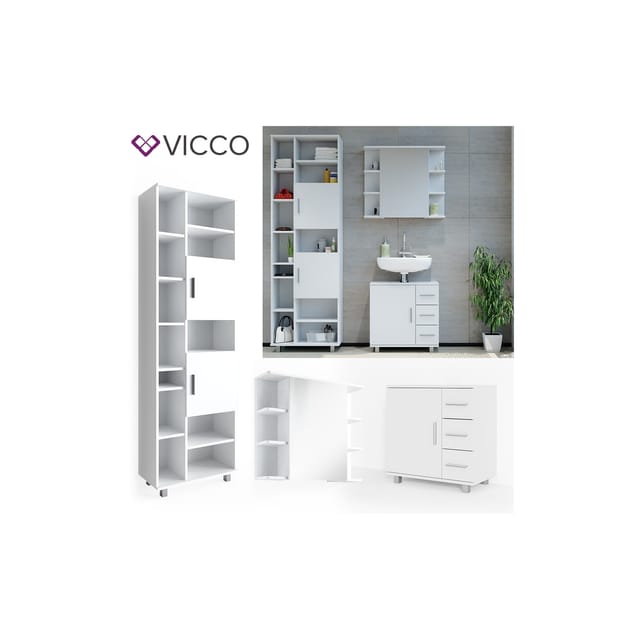 Vicco Badmöbel-Set Ilias Weiß 3 Teile mit Unterschrank 60 cm