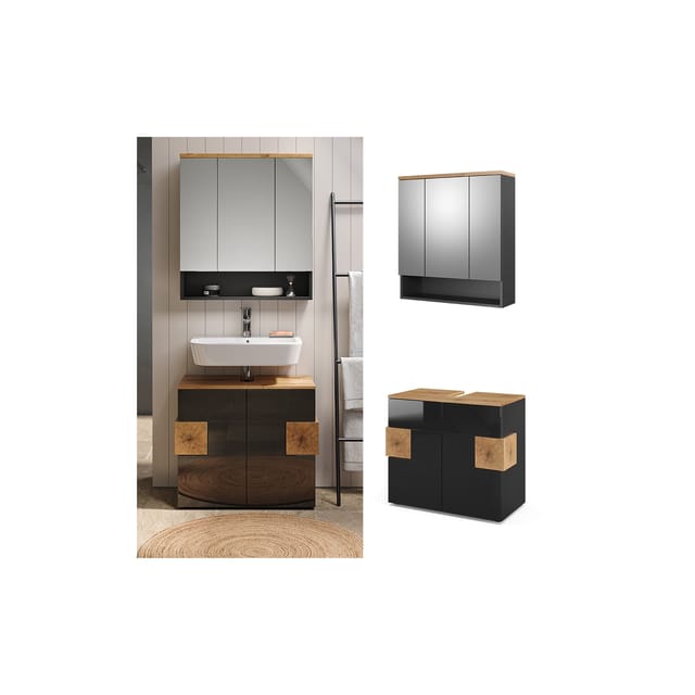 Vicco Badmöbel-Set Eden Anthrazit/Artisan-Eiche 2 Teile