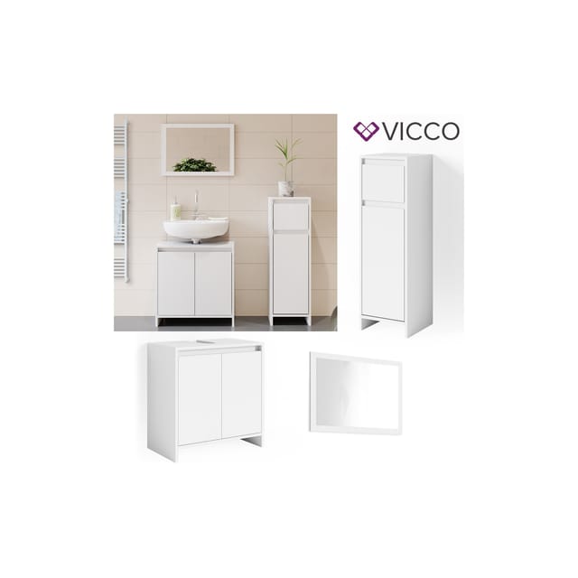 Vicco Badmöbel-Set Emma Weiß 3 Teile mit Midischrank