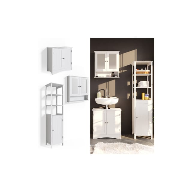 Vicco Badmöbel-Set Bianco Weiß 3 Teile mit Hochschrank