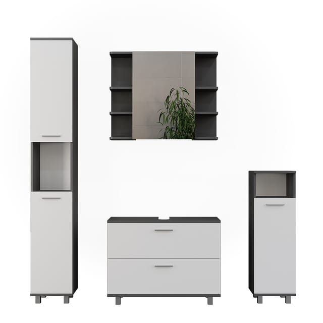 Vicco - Badmöbel-set Ilias, Anthrazit/weiß, 4 Teile
