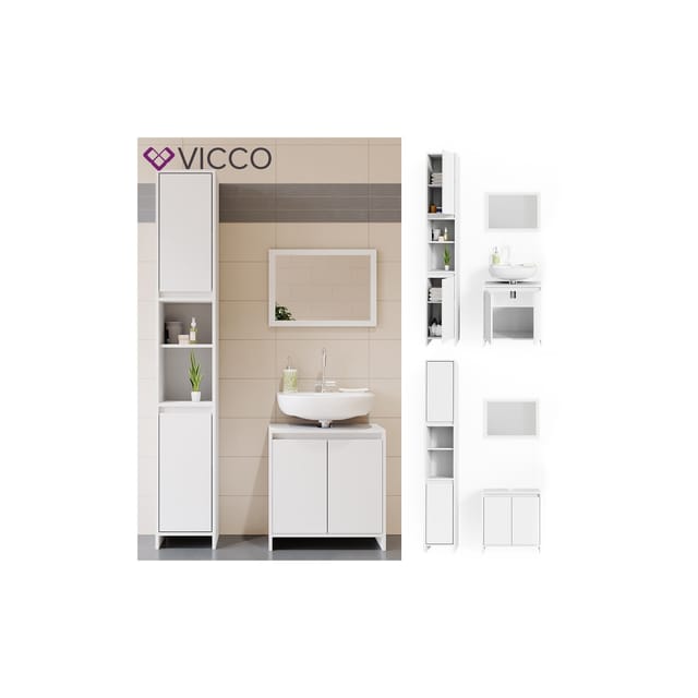 Vicco Badmöbel-Set Emma Weiß 3er Set