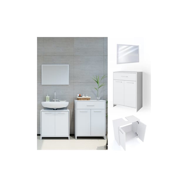 Vicco Badmöbel-Set Kiko Weiß 3 Teile mit Midischrank