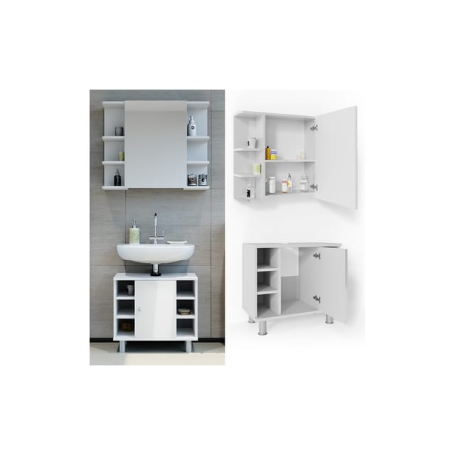 Vicco Badmöbel-Set Fynn Weiß Hochglanz 2 Teile
