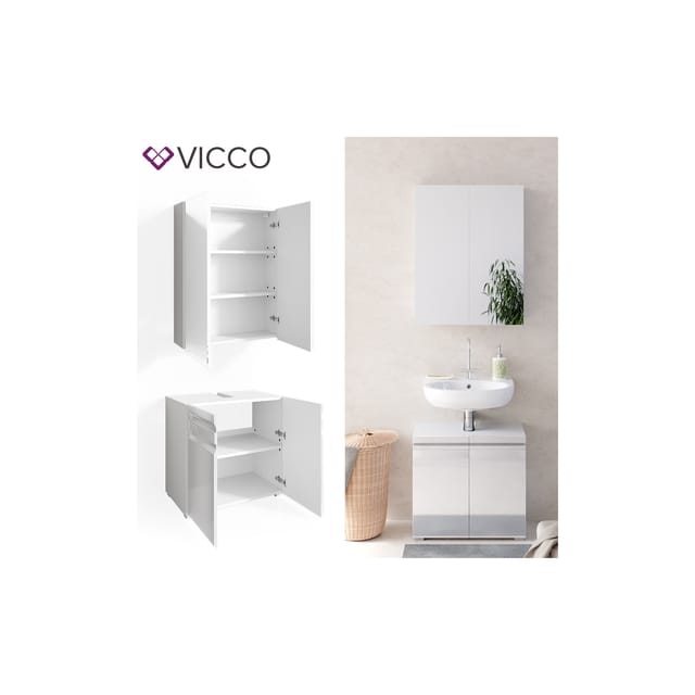 Vicco Badmöbel-Set Freddy Weiß Hochglanz 2 Teile